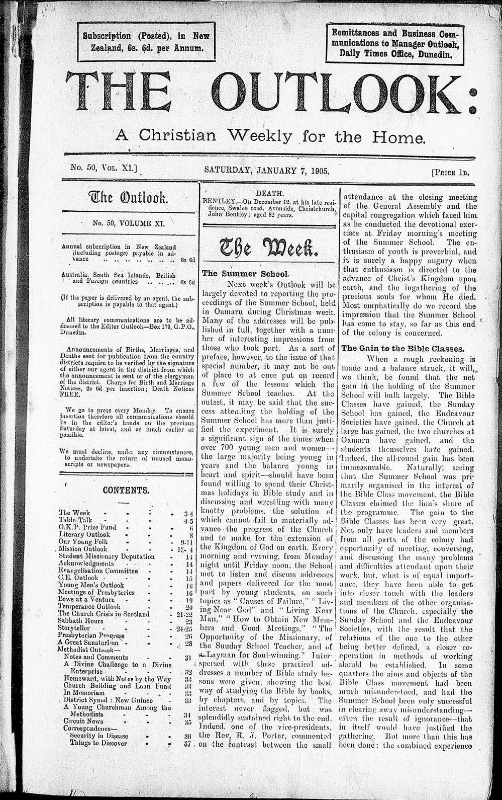The Outlook: 7th January 1905