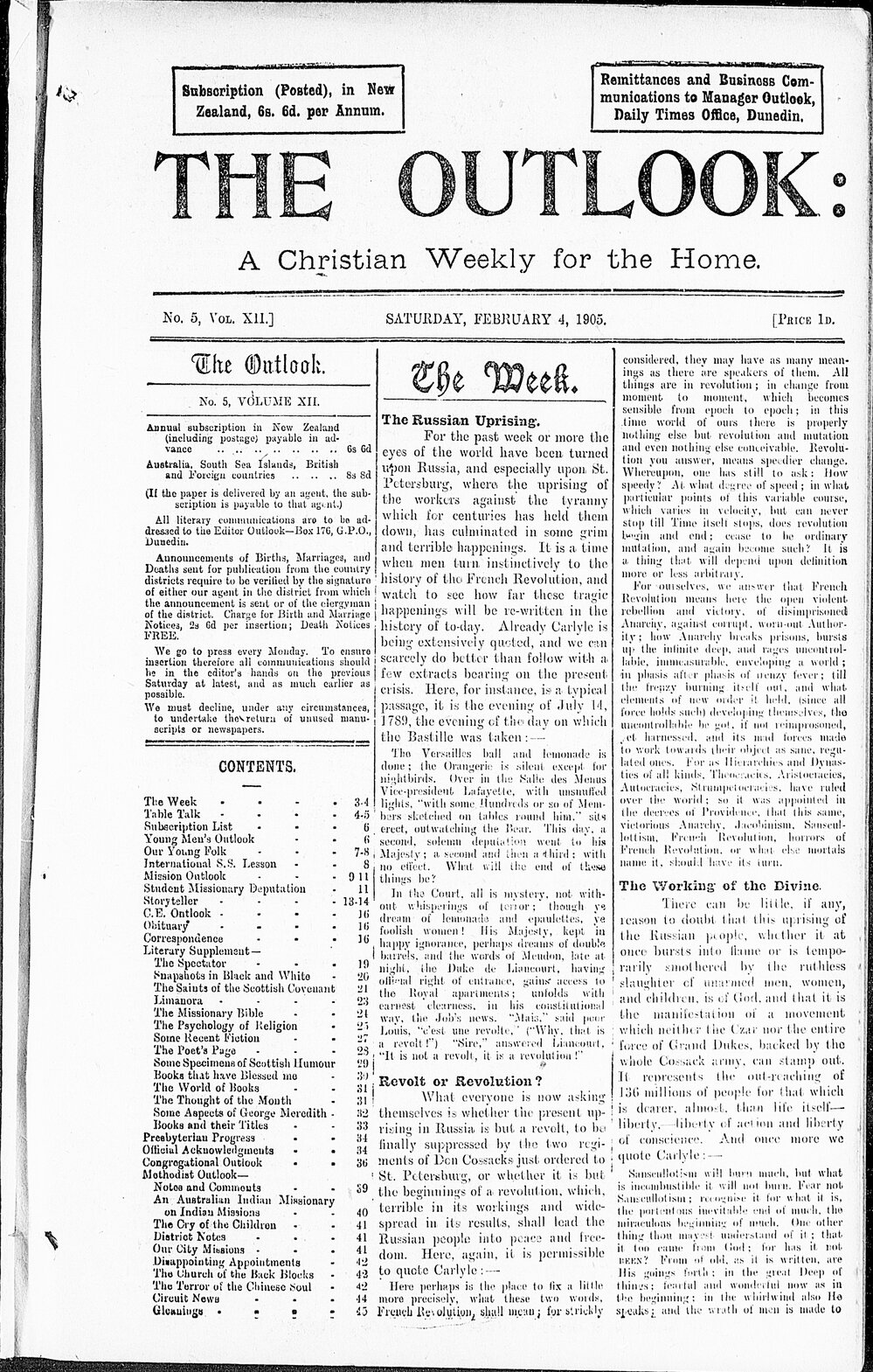 The Outlook: 4th February 1905