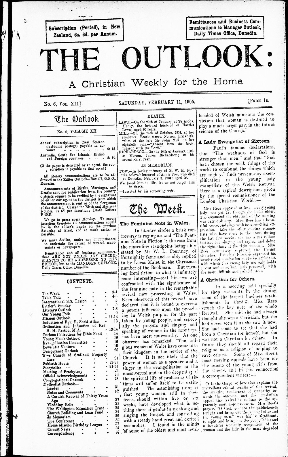 The Outlook: 11th February 1905