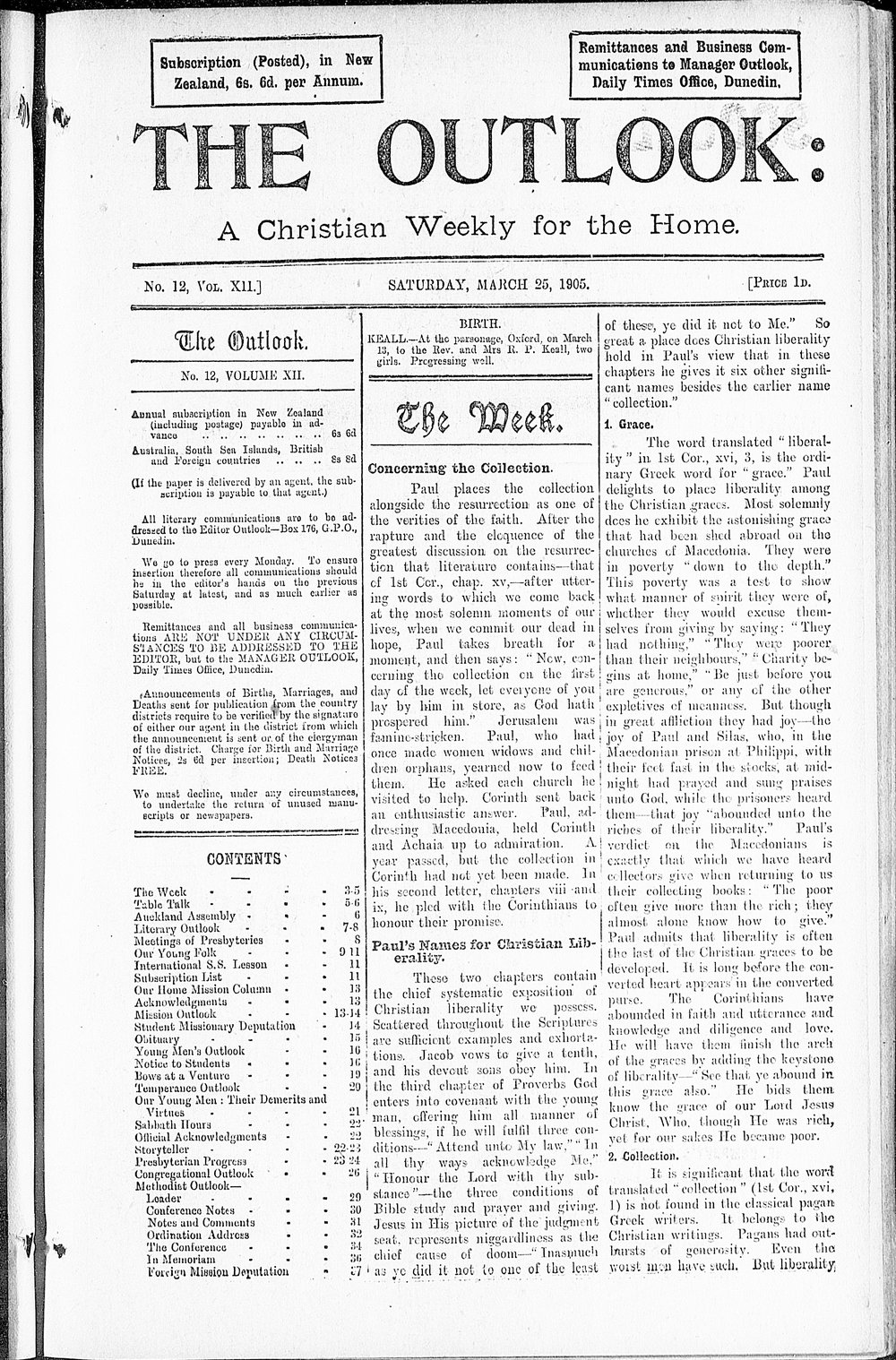 The Outlook: 25th March 1905