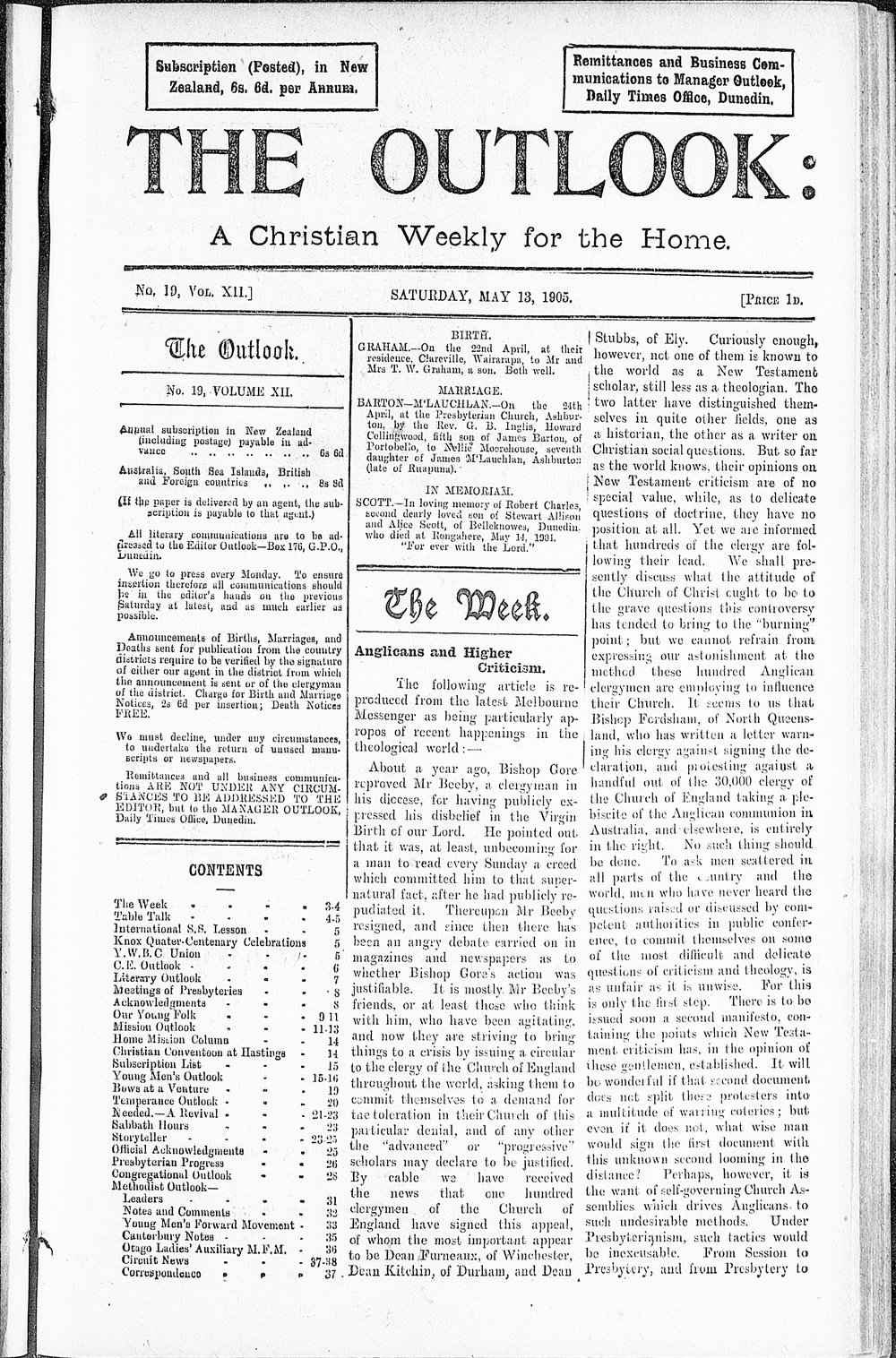 The Outlook: 13th May 1905
