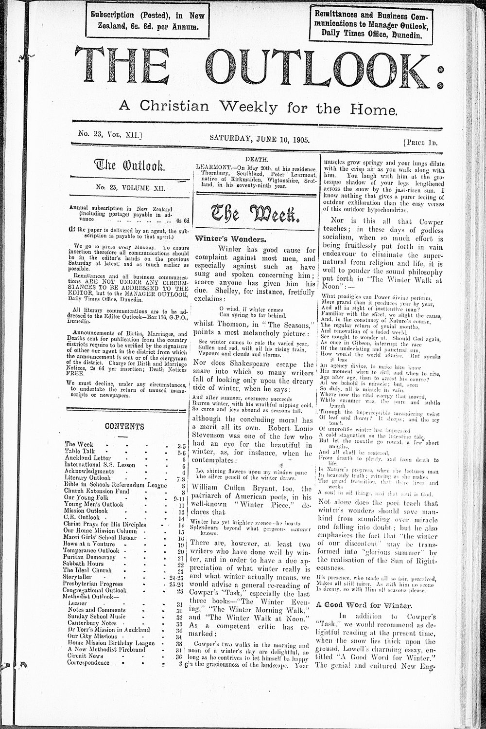 The Outlook: 10th June 1905