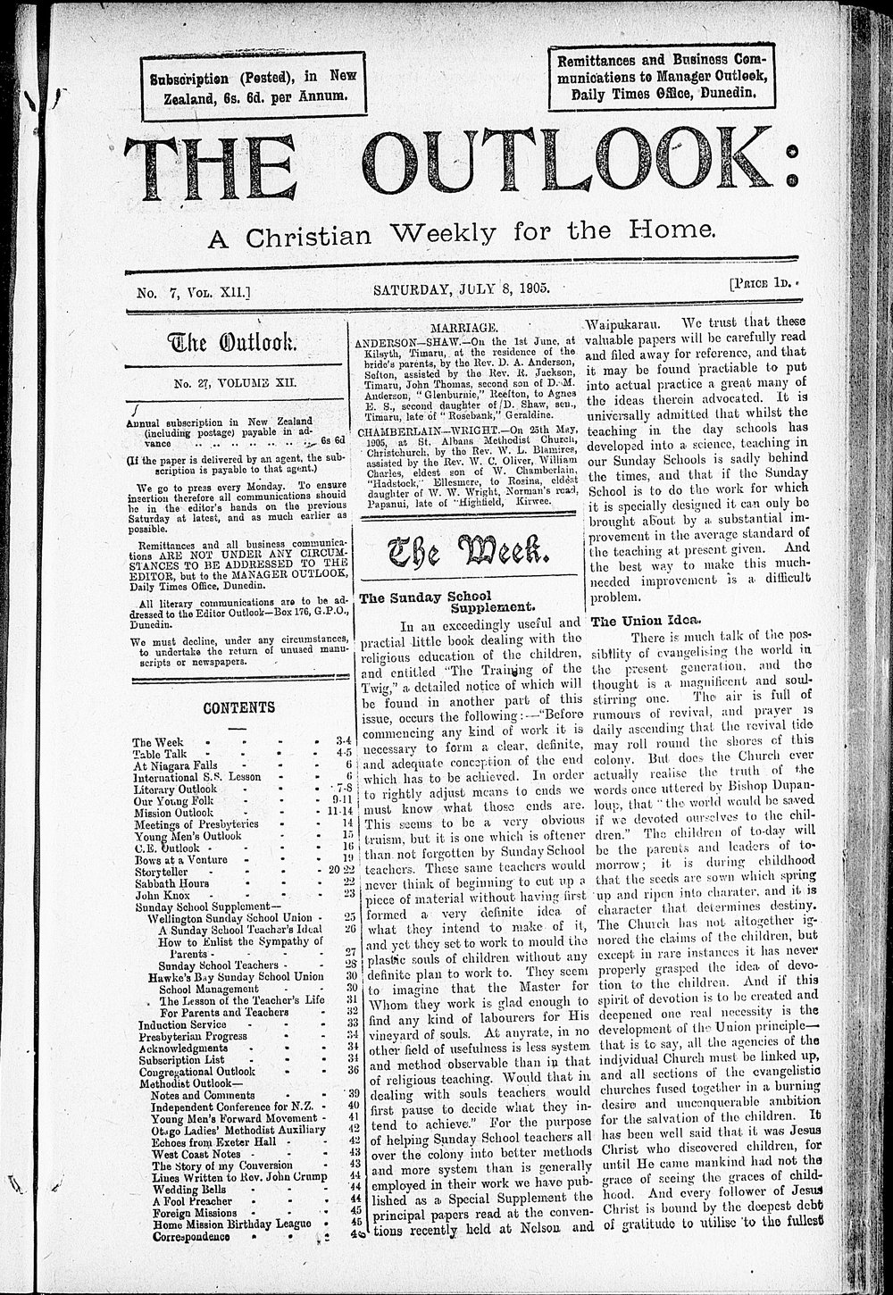 The Outlook: 8th July 1905