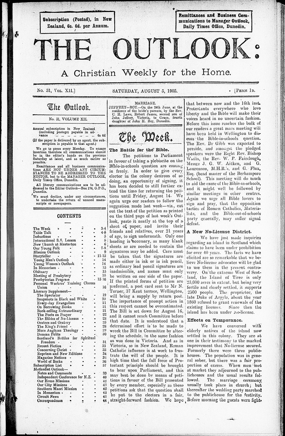 The Outlook: 5th August 1905