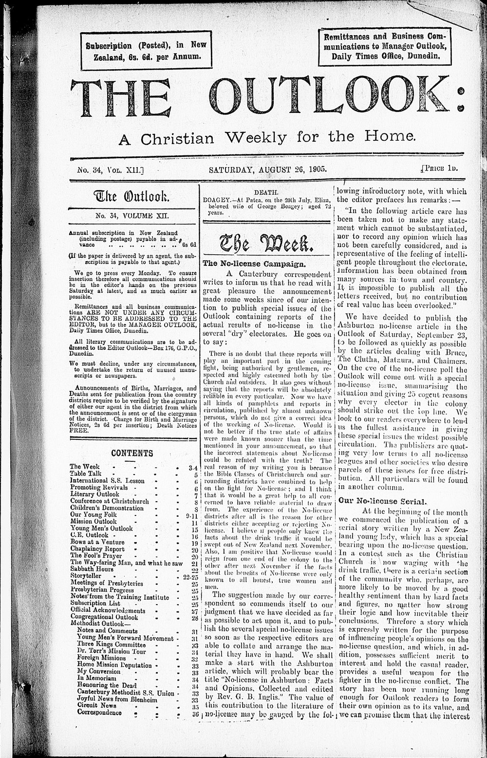 The Outlook: 26th August 1905