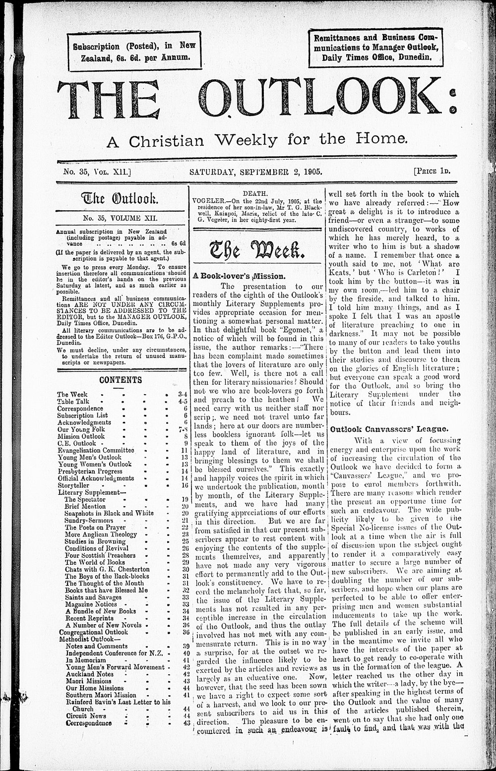 The Outlook: 2nd September 1905