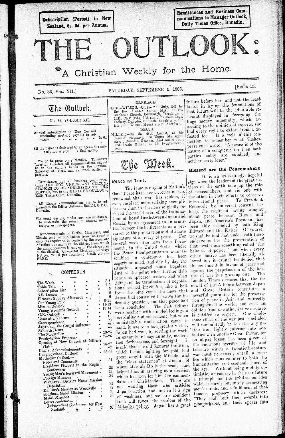 The Outlook: 9th September 1905