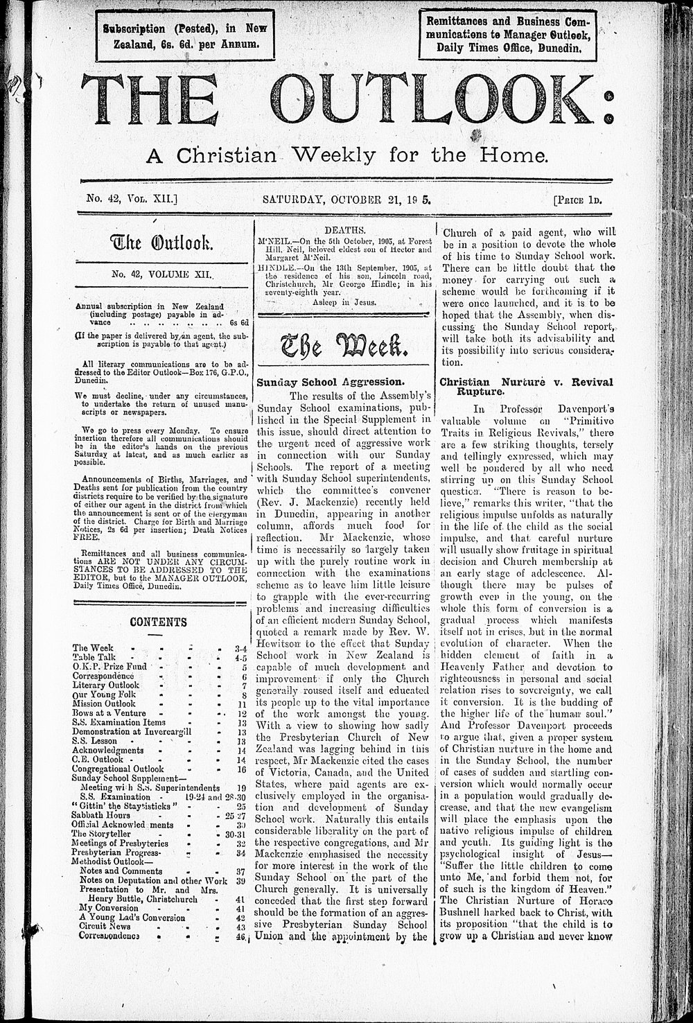 The Outlook: 21st October 1905