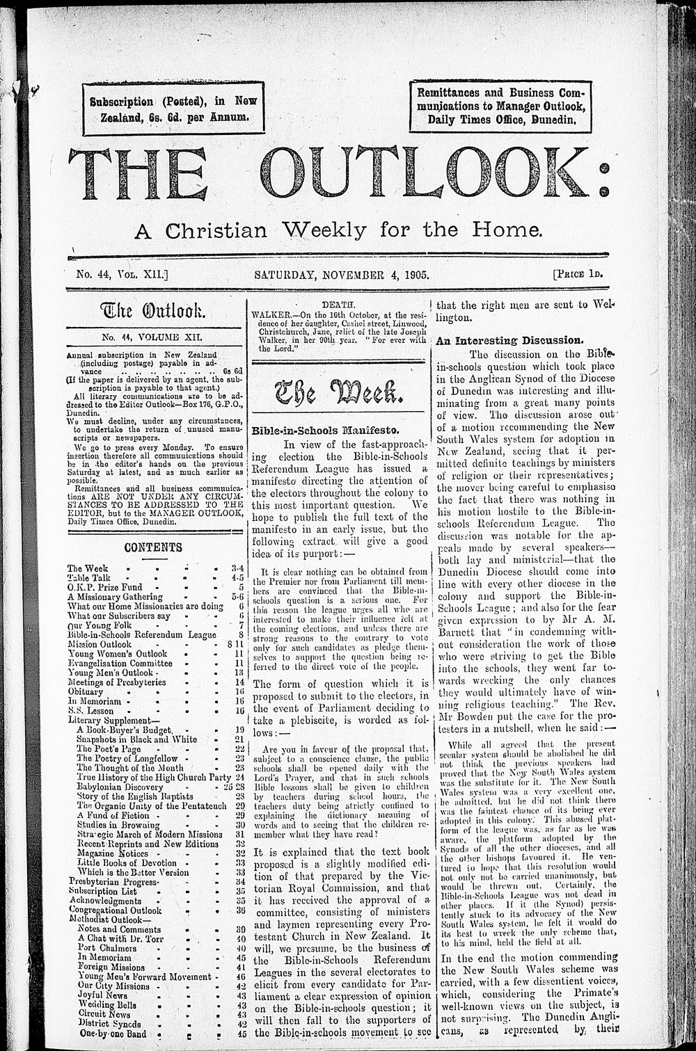 The Outlook: 4th November 1905