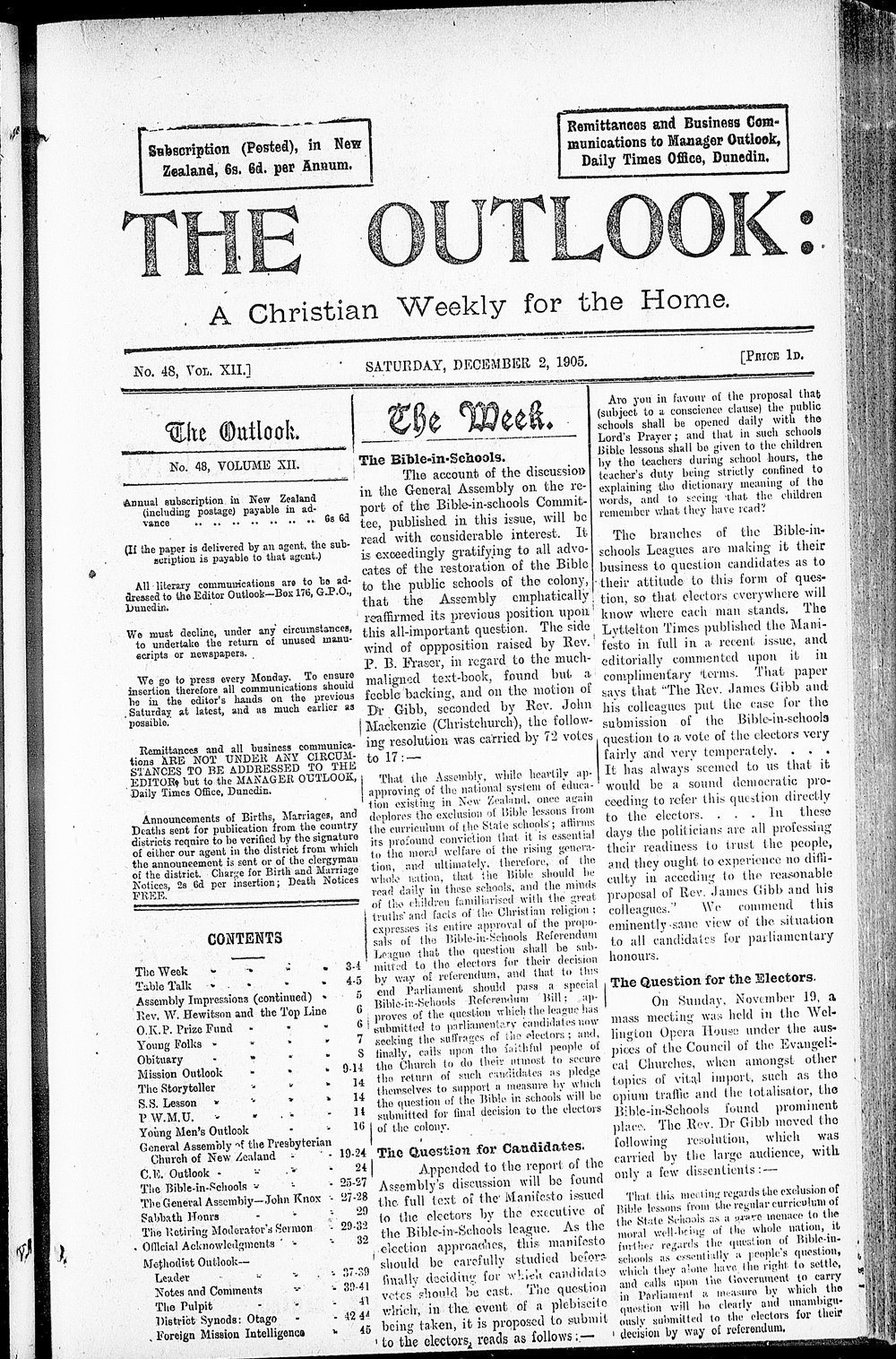 The Outlook: 2nd December 1905