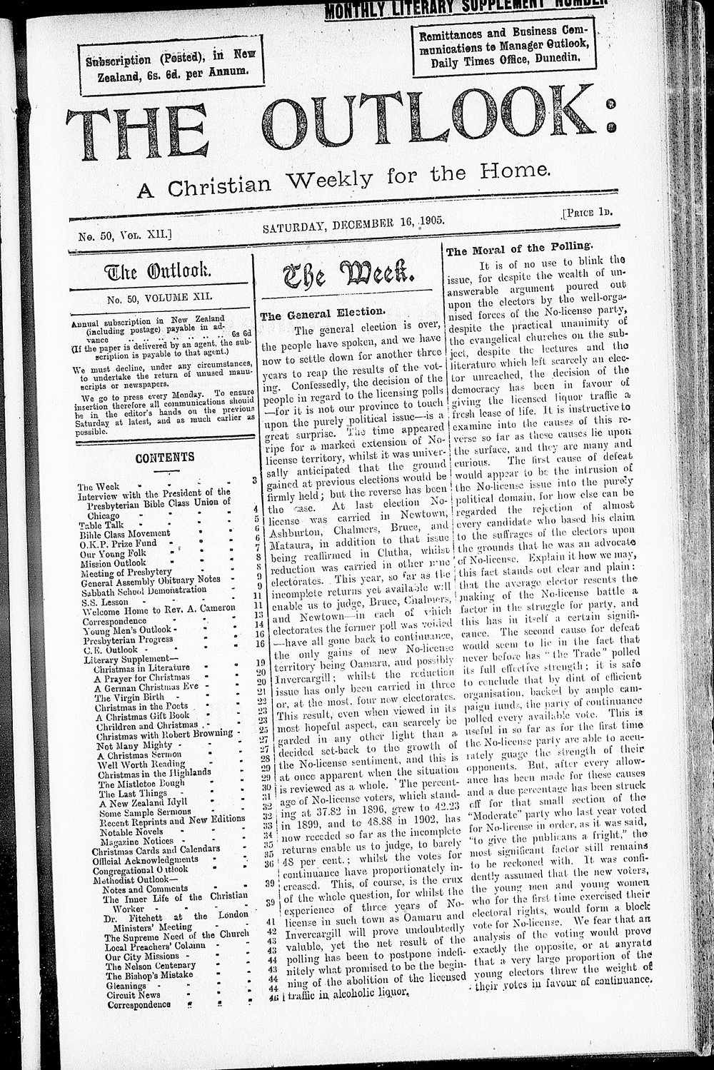 The Outlook: 16th December 1905