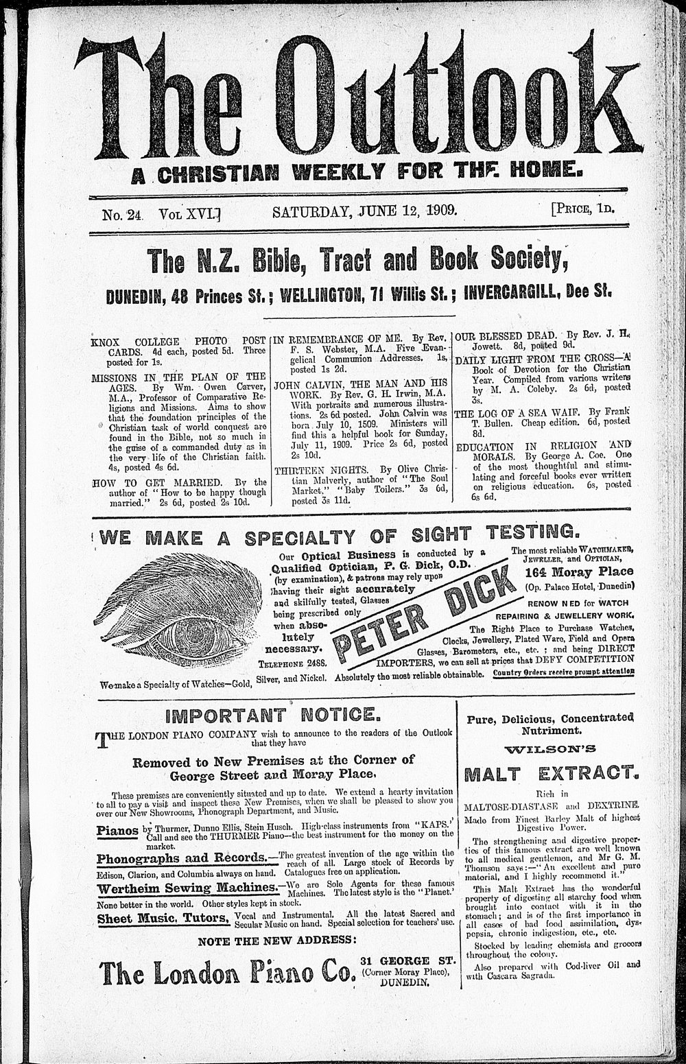 The Outlook: 12th June 1909
