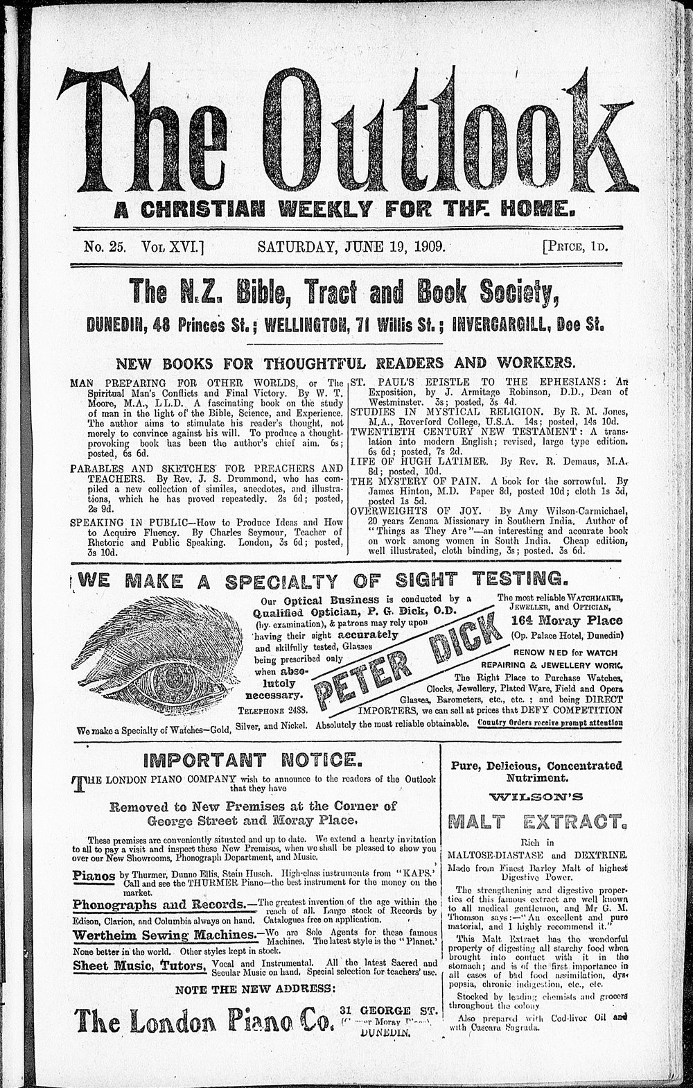 The Outlook: 19th June 1909