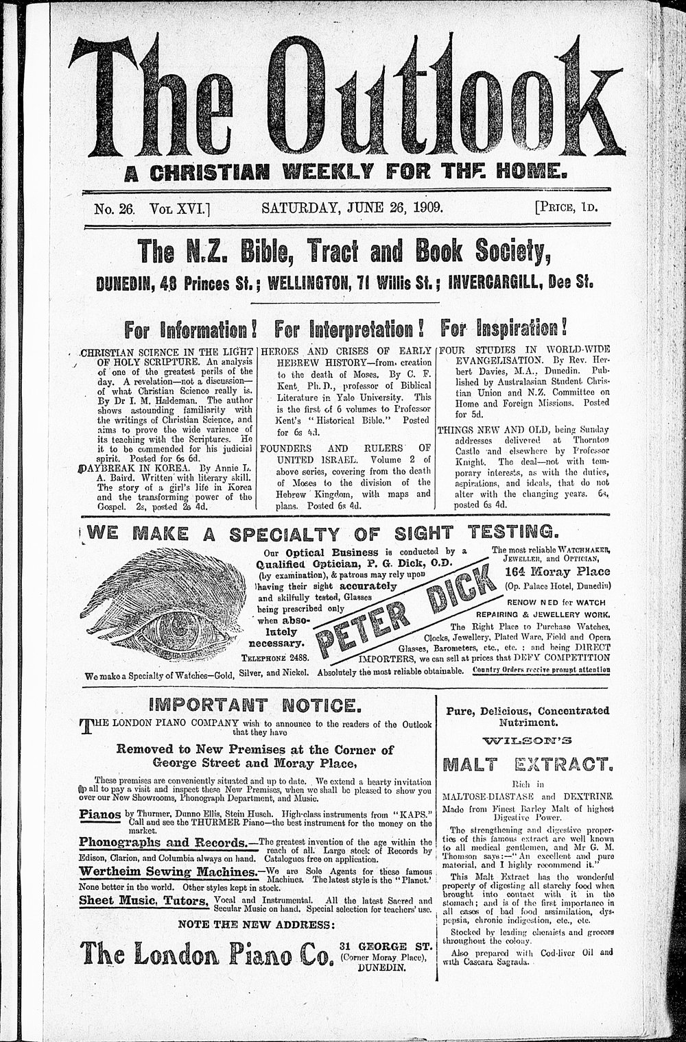 The Outlook: 26th June 1909