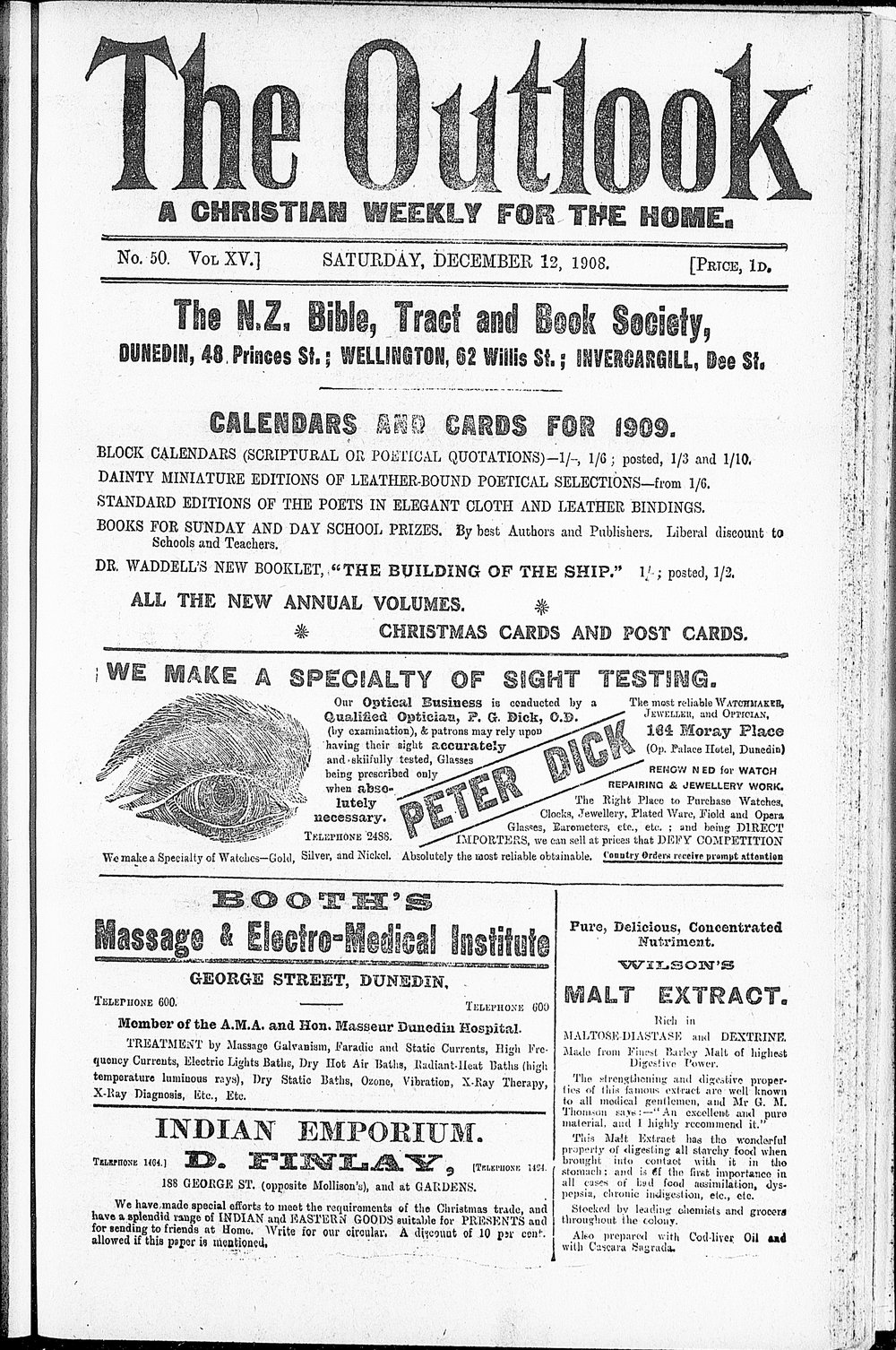 The Outlook: 12th December 1908