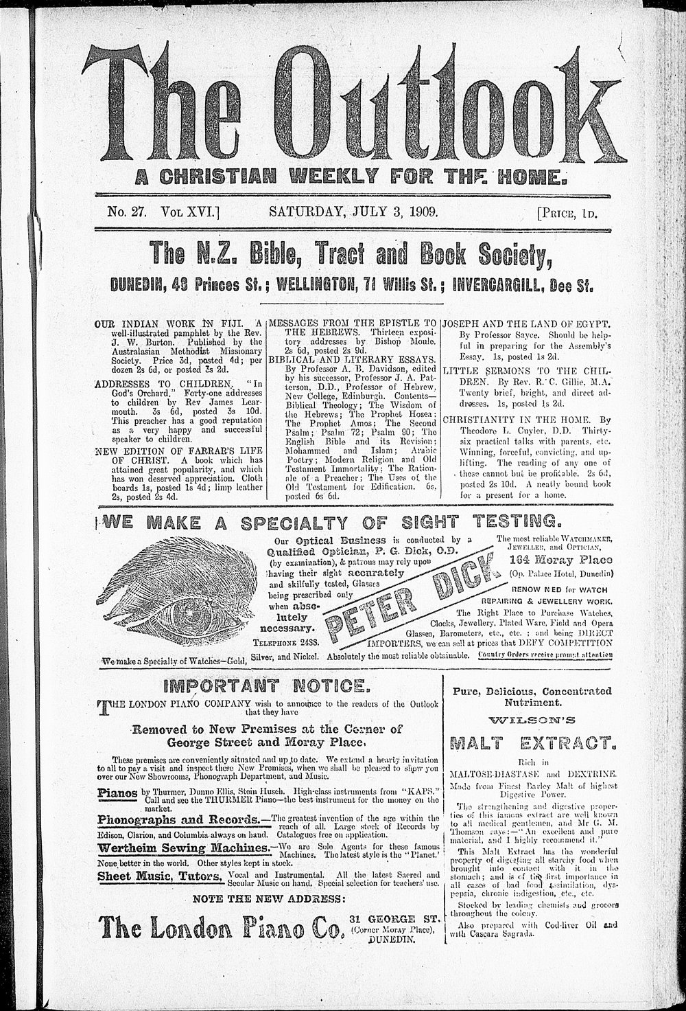 The Outlook: 3rd July 1909