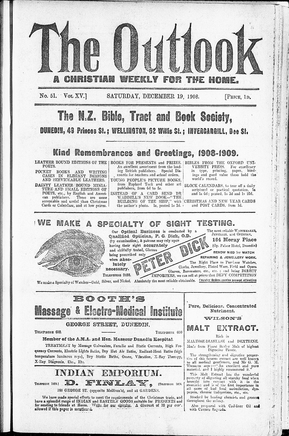 The Outlook: 19th December 1908