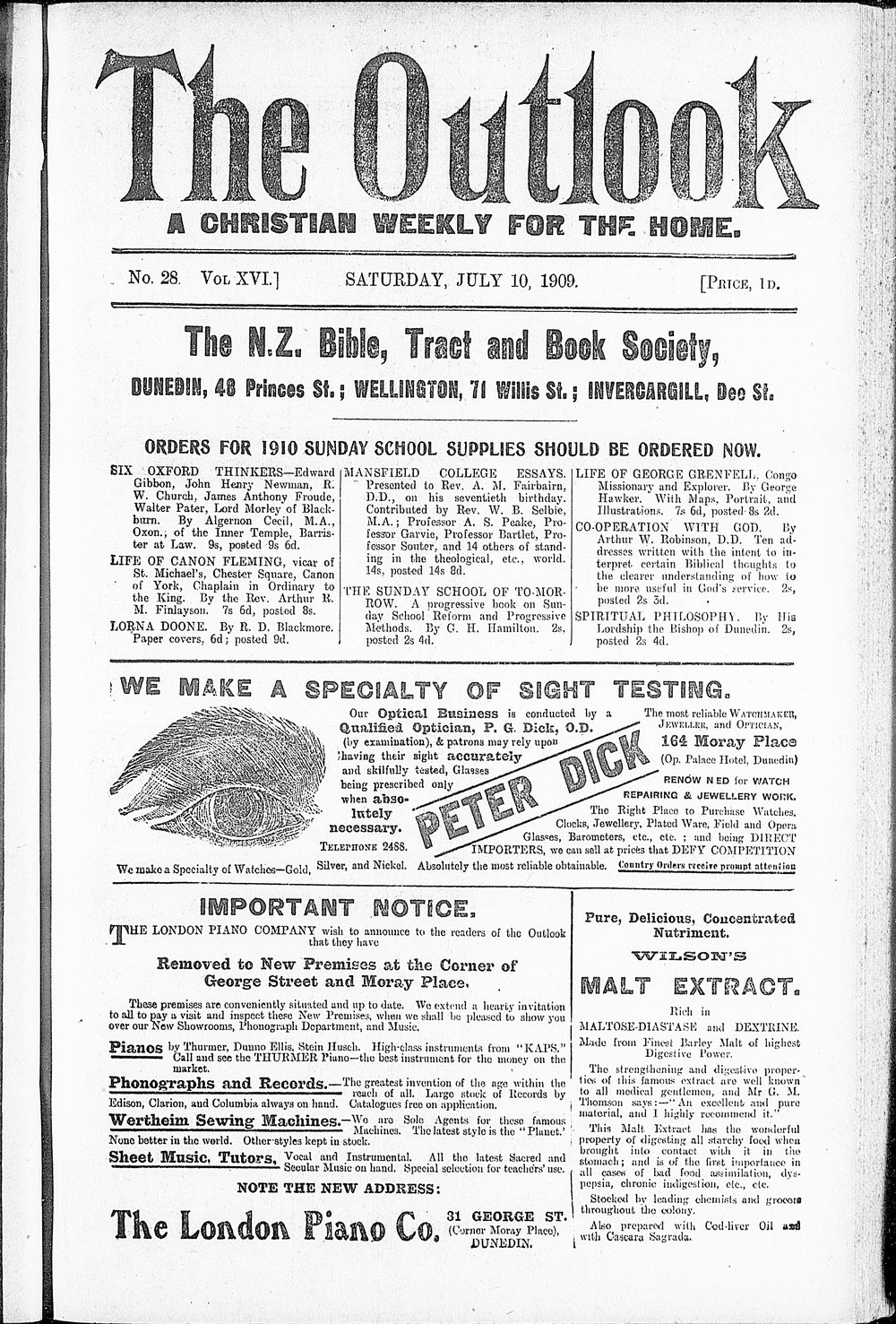 The Outlook: 10th July 1909