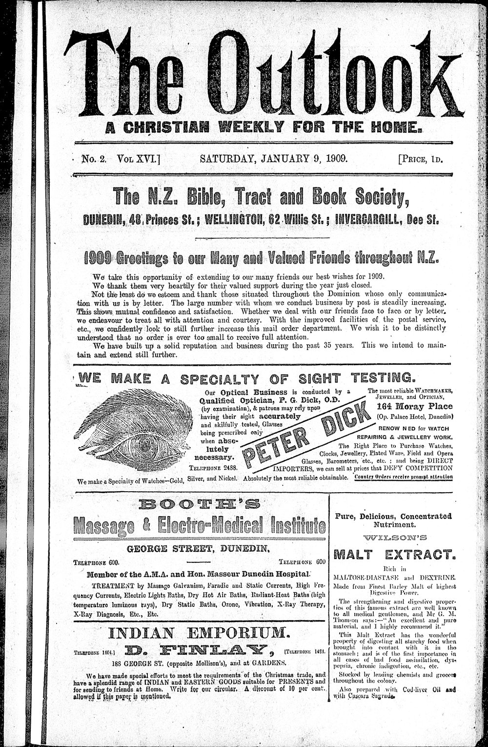 The Outlook: 9th January 1909