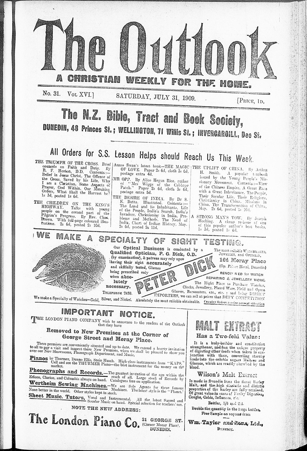 The Outlook: 31st July 1909