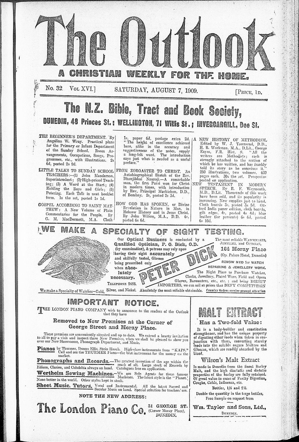 The Outlook: 7th August 1909