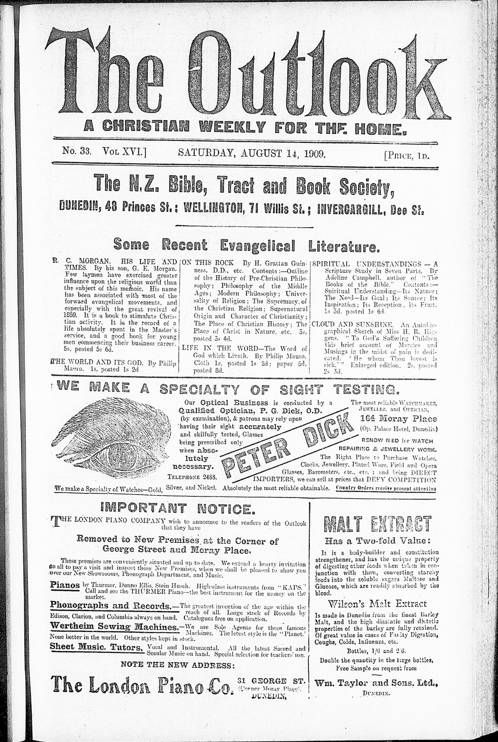 The Outlook: 14th August 1909