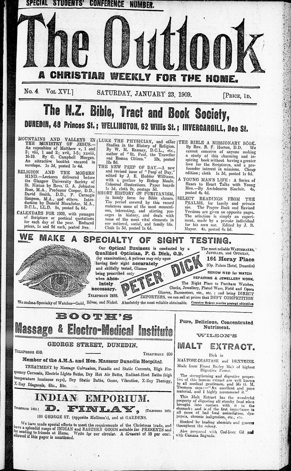 The Outlook: 23rd January 1909