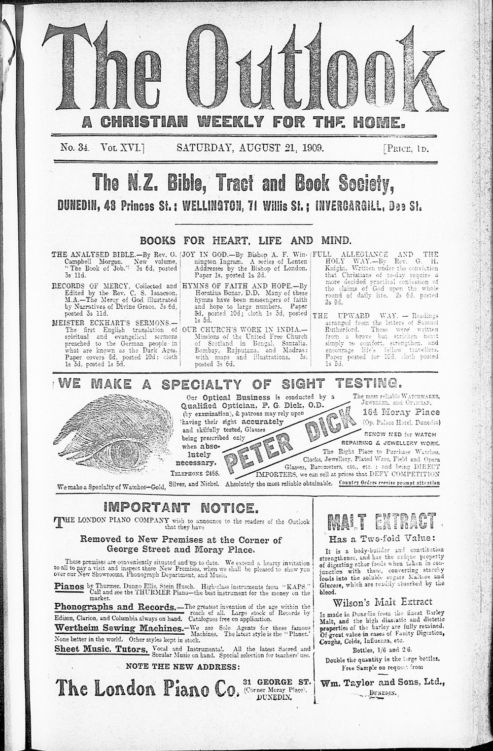 The Outlook: 21st August 1909