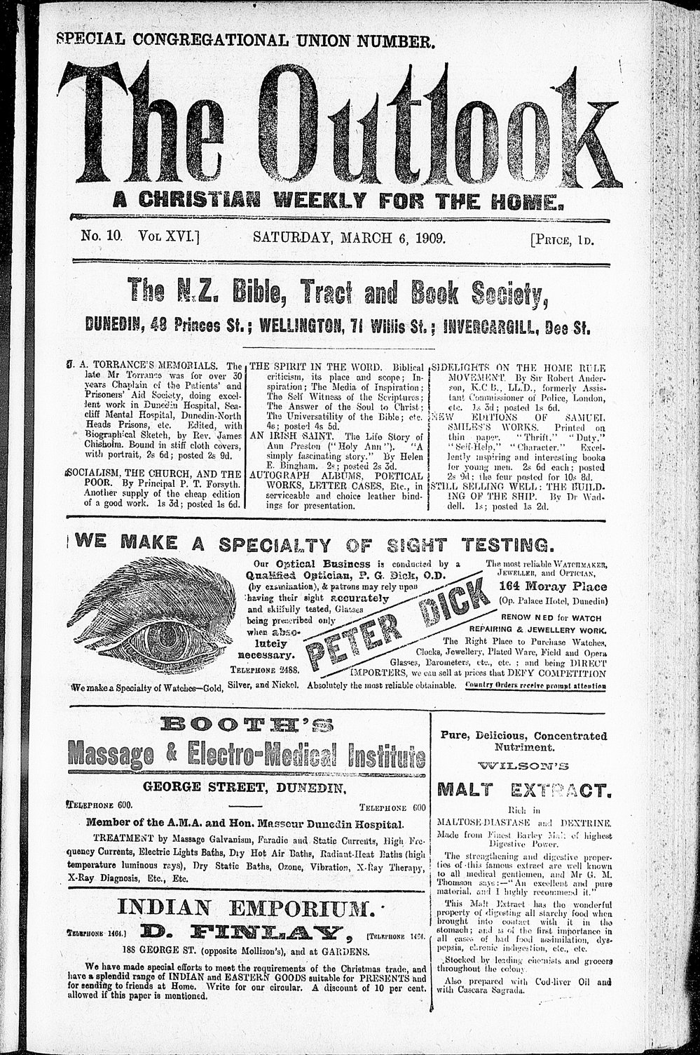 The Outlook: 6th March 1909