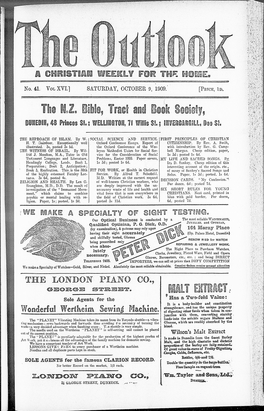 The Outlook: 9th October 1909