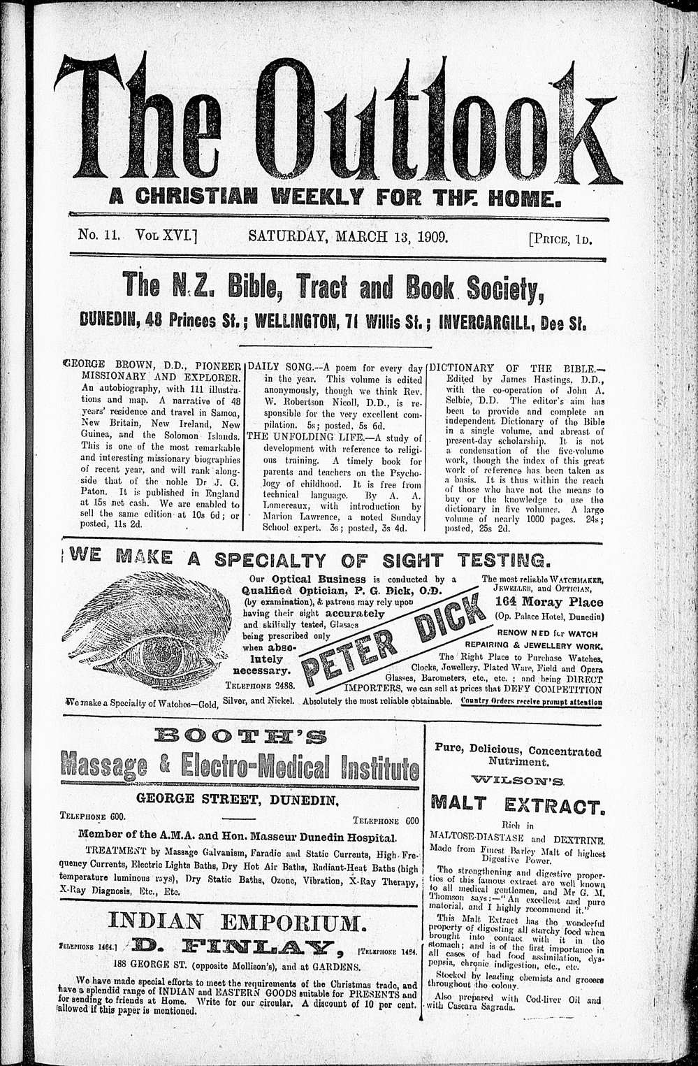 The Outlook: 13th March 1909