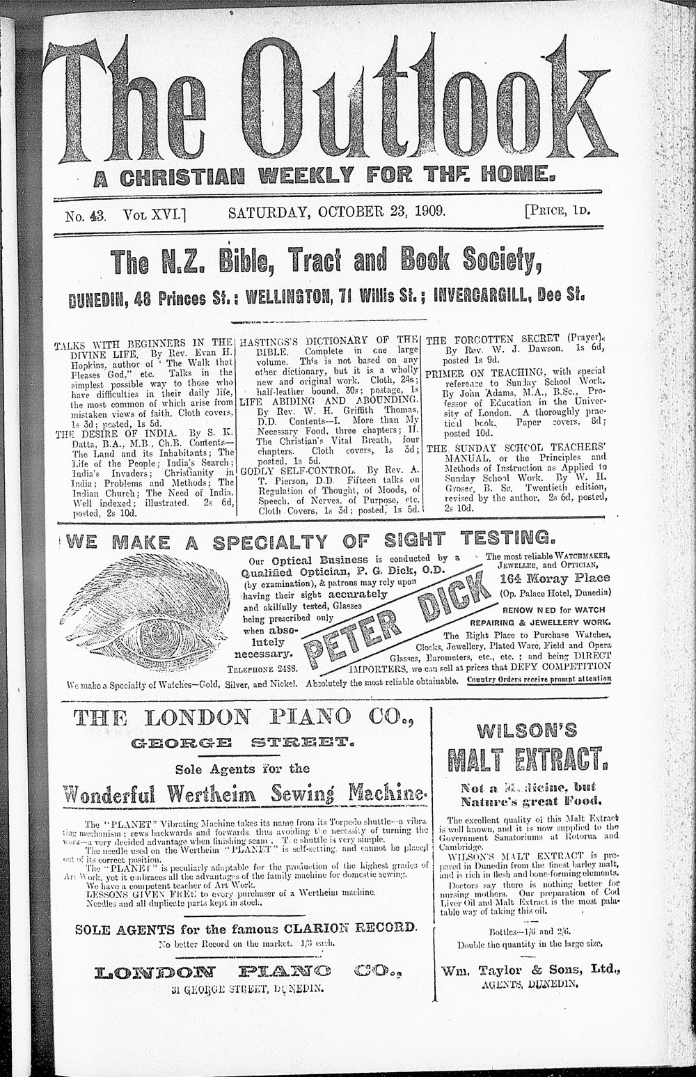 The Outlook: 23rd October 1909