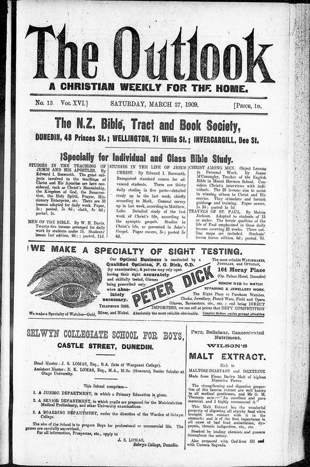 The Outlook: 27th March 1909