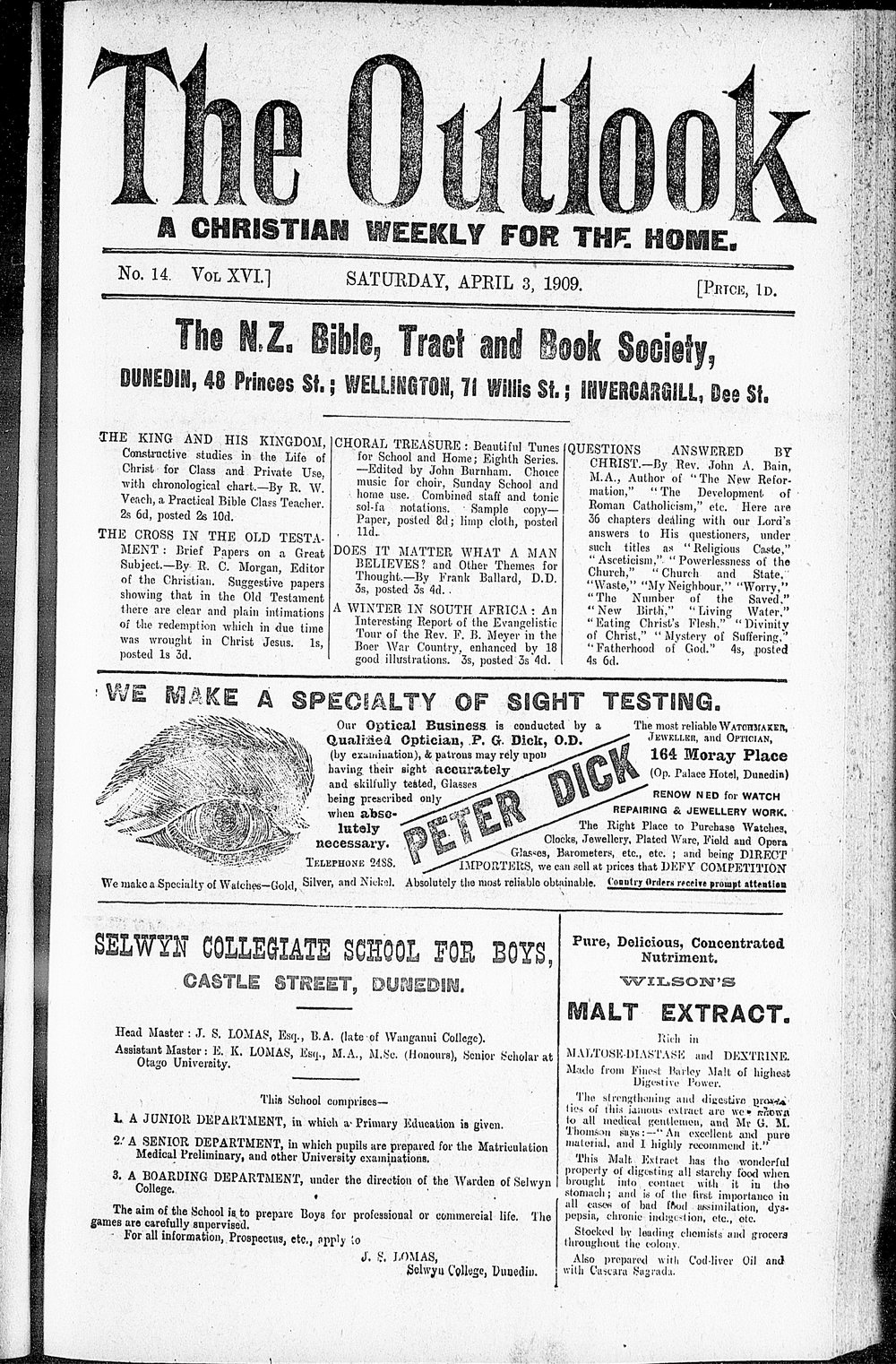 The Outlook: 3rd April 1909