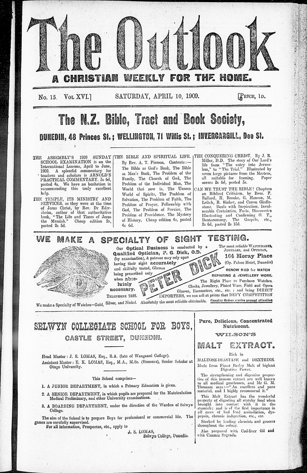 The Outlook: 10th April 1909