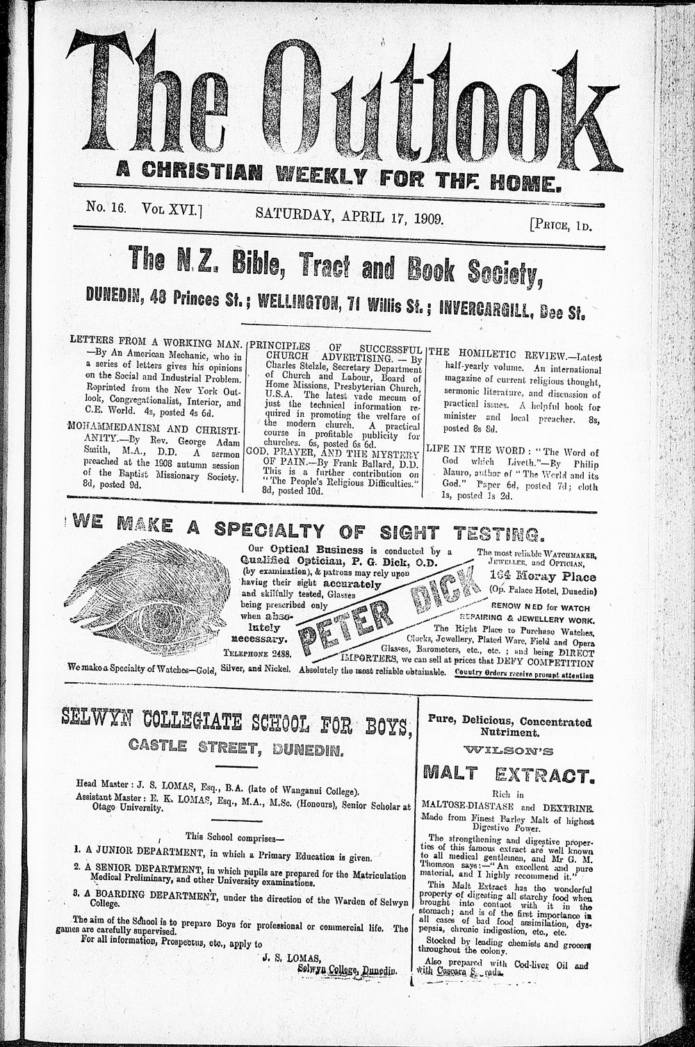 The Outlook: 17th April 1909