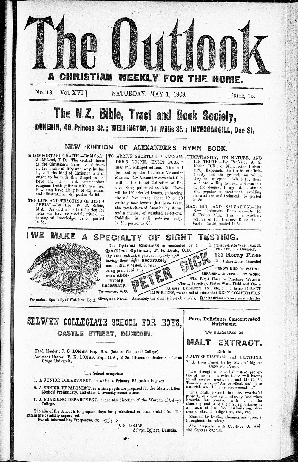 The Outlook: 1st May 1909