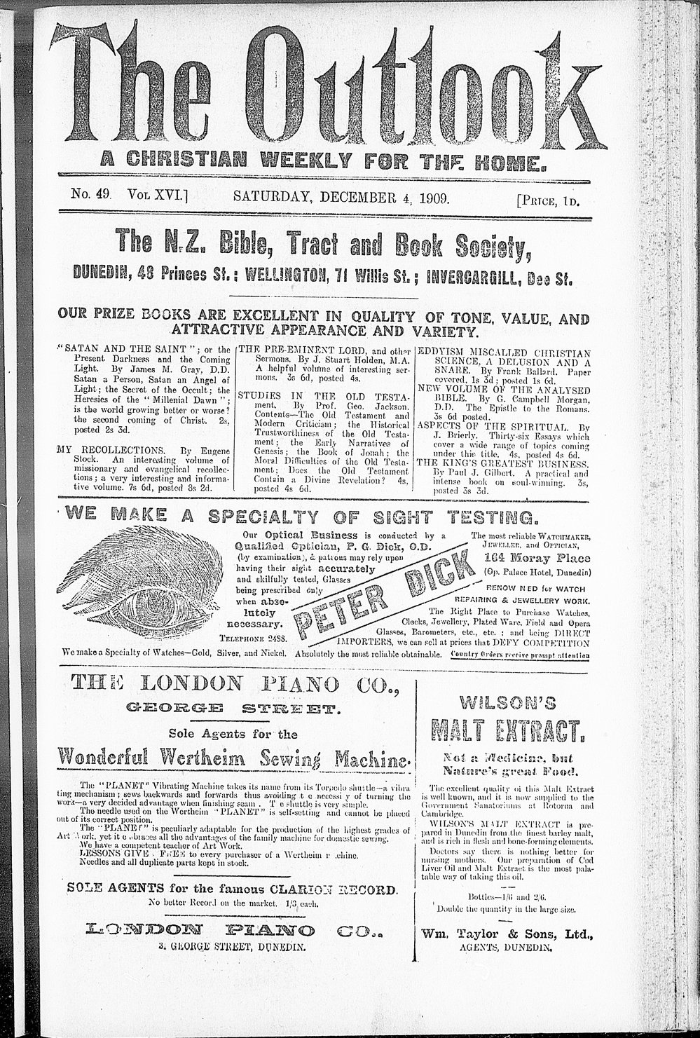 The Outlook: 4th December 1909