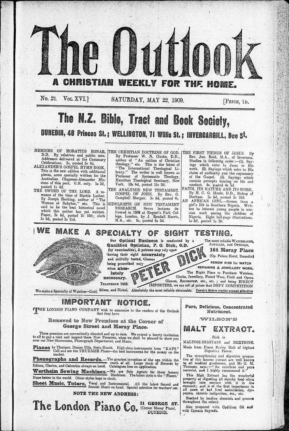 The Outlook: 22nd May 1909