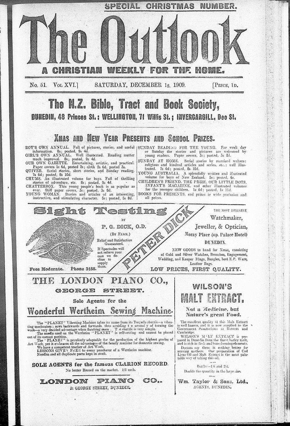 The Outlook: 18th December 1909