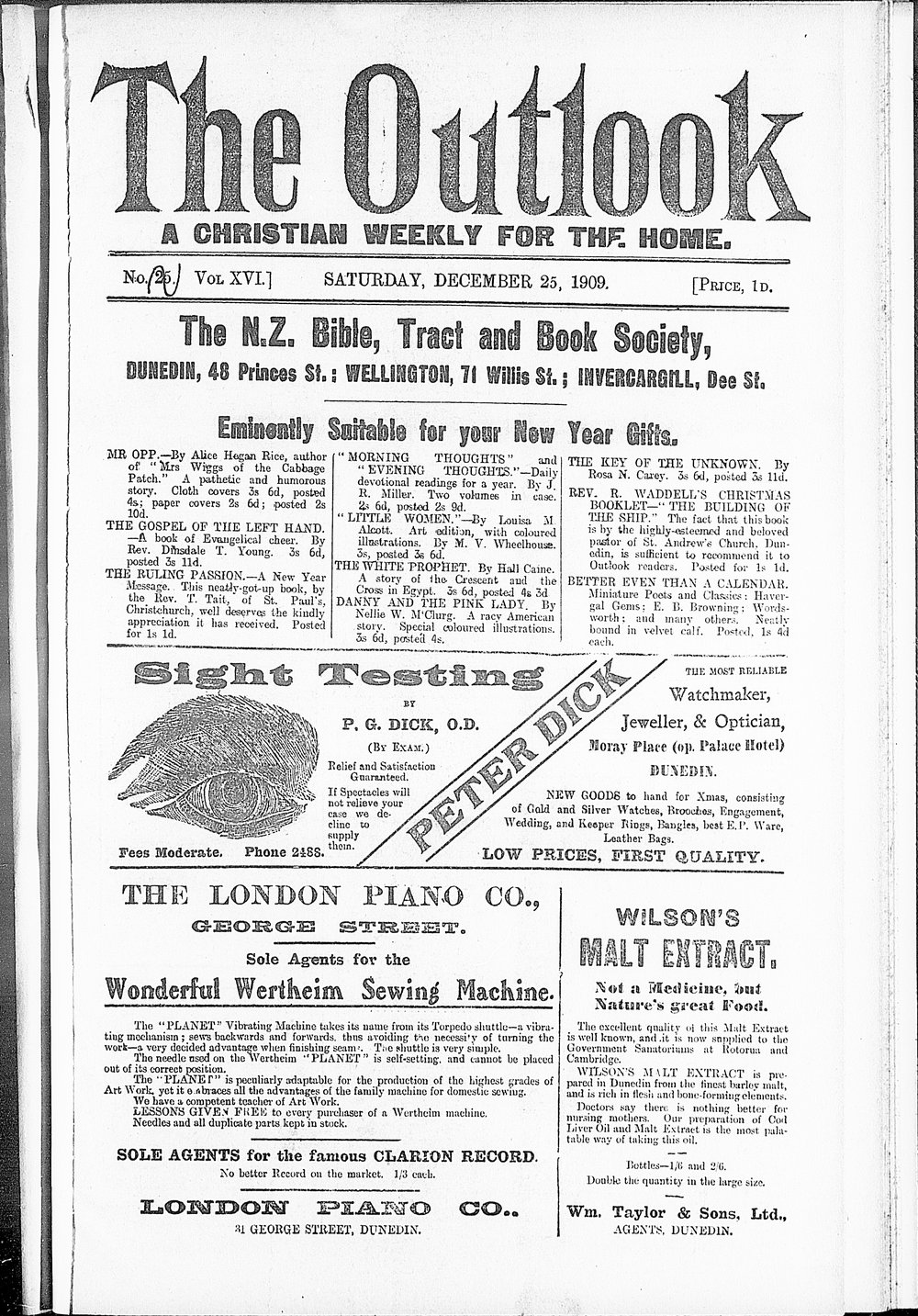 The Outlook: 25th December 1909