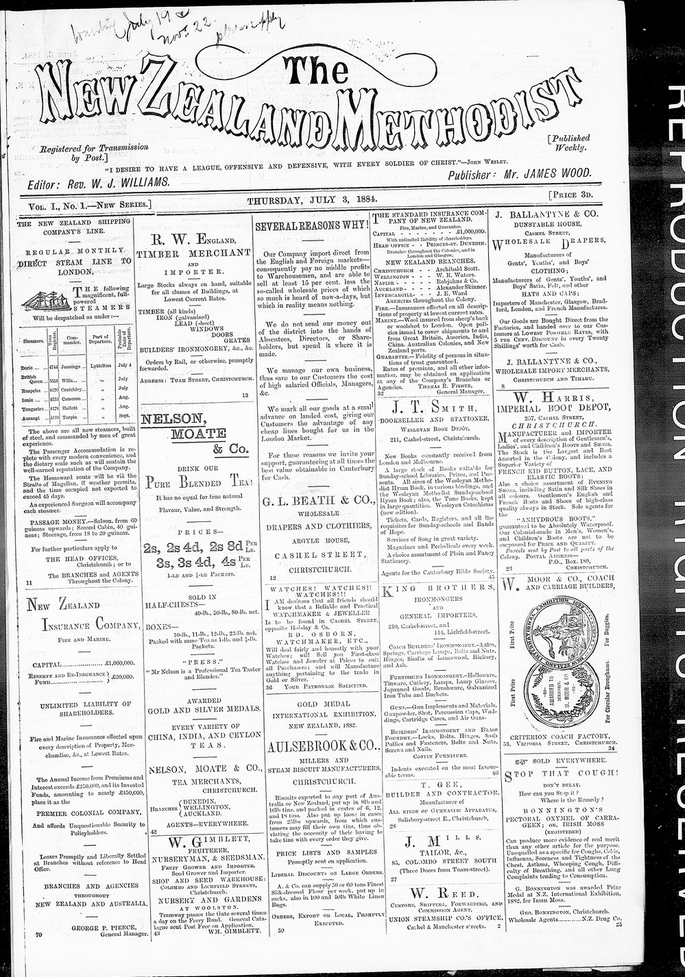 The New Zealand Methodist Times: 3rd July 1884