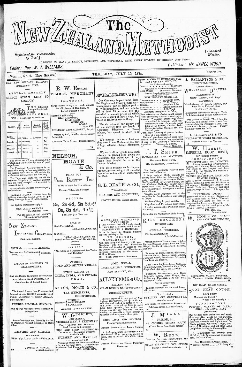 The New Zealand Methodist Times: 10th July 1884