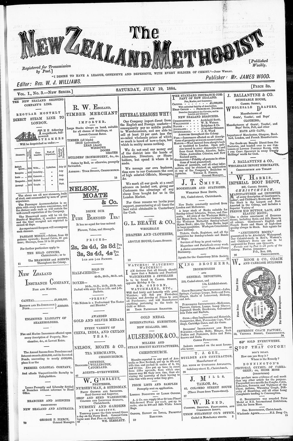 The New Zealand Methodist Times: 19th July 1884