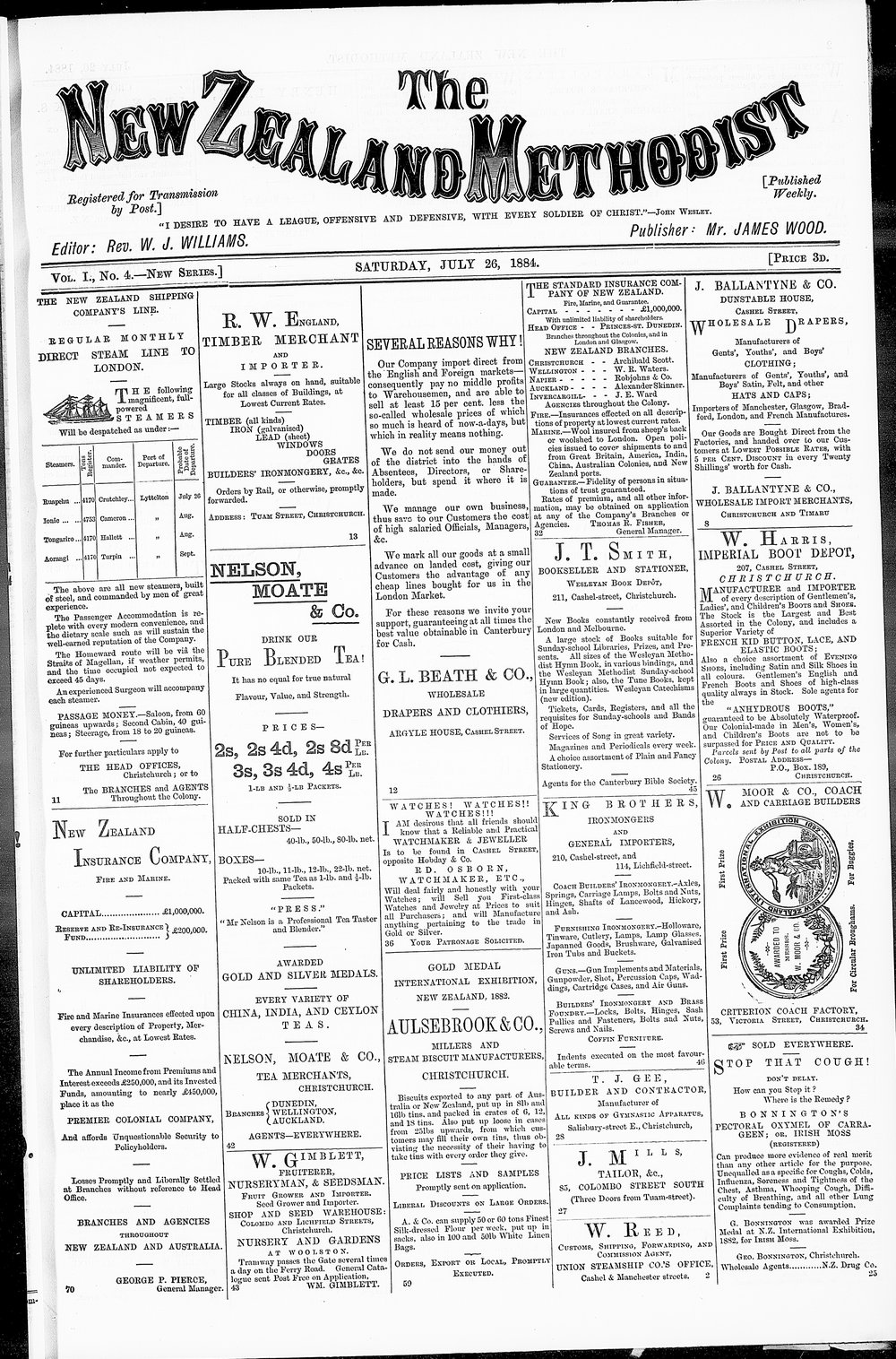 The New Zealand Methodist Times: 26th July 1884