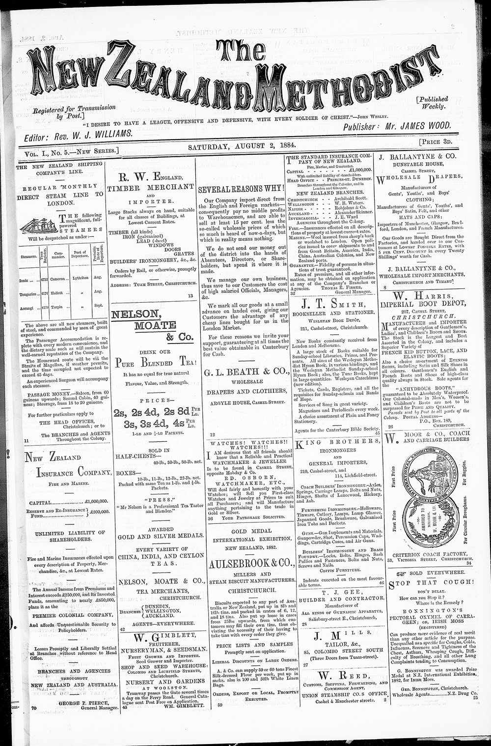 The New Zealand Methodist Times: 2nd August 1884