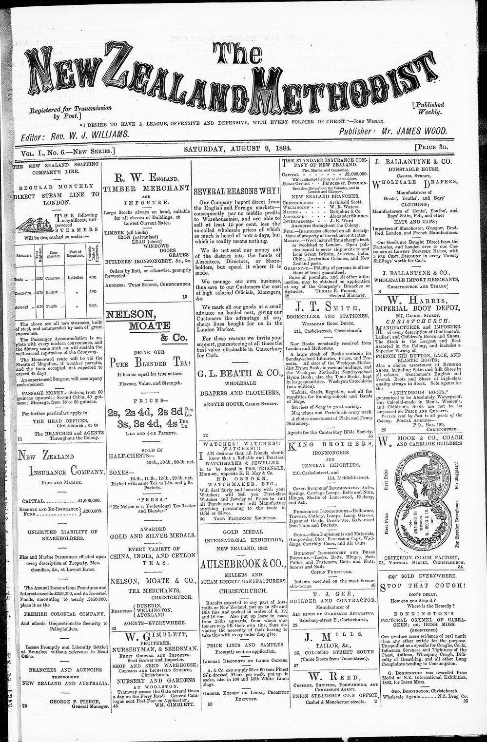 The New Zealand Methodist Times: 9th August 1884