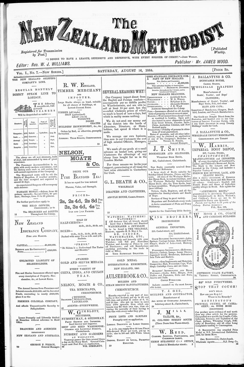 The New Zealand Methodist Times: 16th August 1884