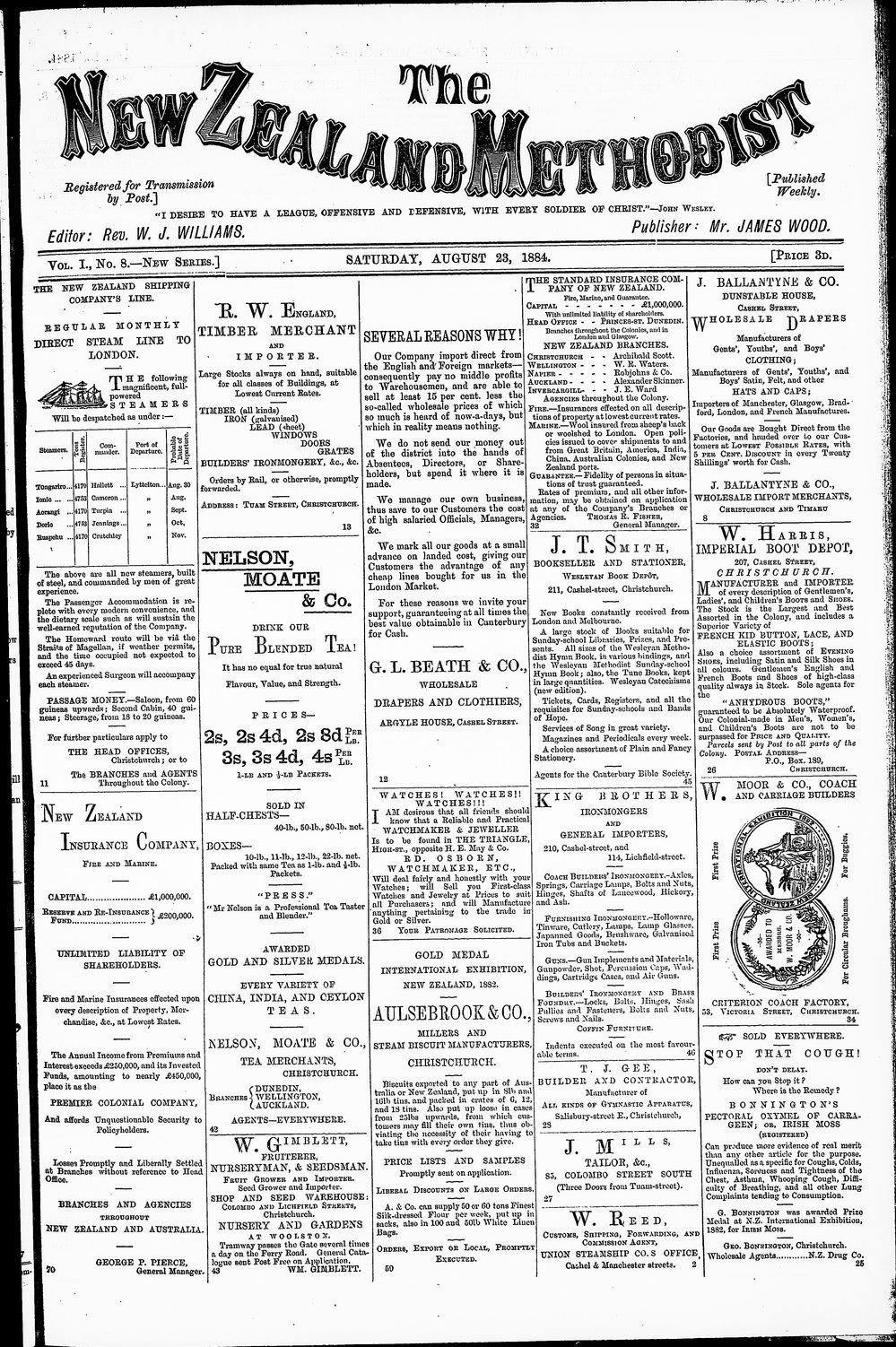 The New Zealand Methodist Times: 23rd August 1884