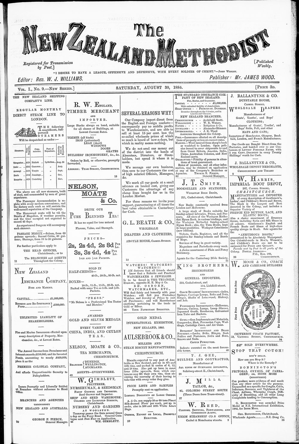 The New Zealand Methodist Times: 30th August 1884